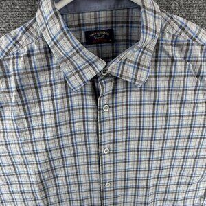 Paul & Shark Blue Gray Plaid Italy Button-Down Cotton Large Long Sleeve Casual
